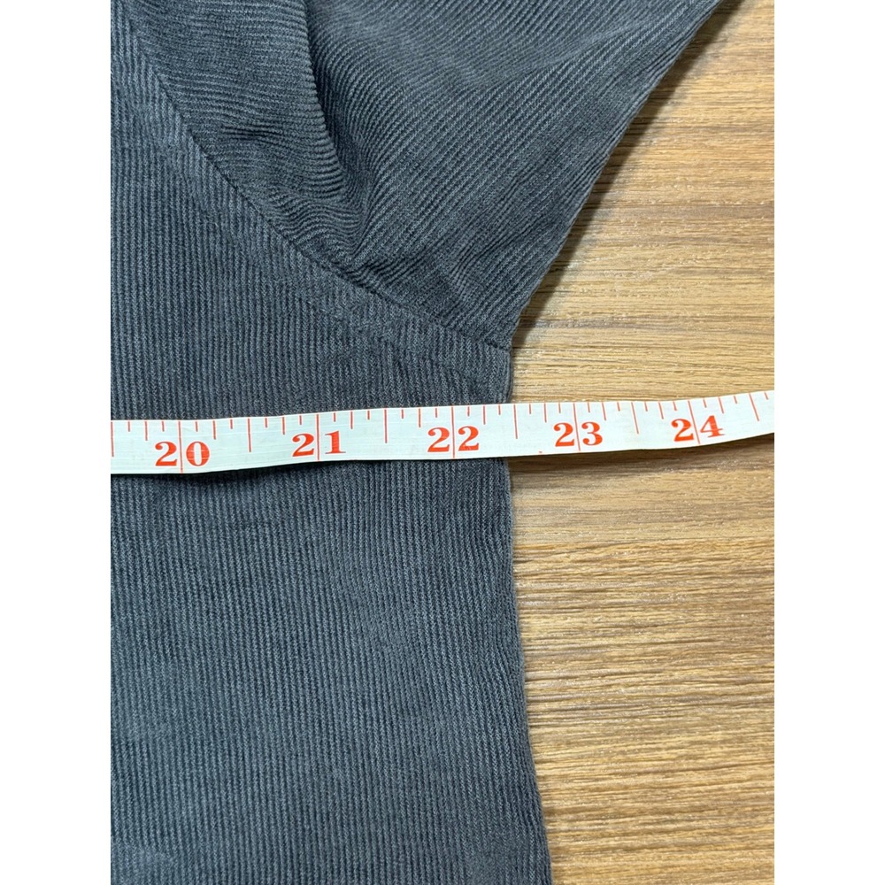 Wellen Slim Fit Corduroy Button Down Shirt Charcoal Grey Organic Cotton Sz L - Picture 7 of 10